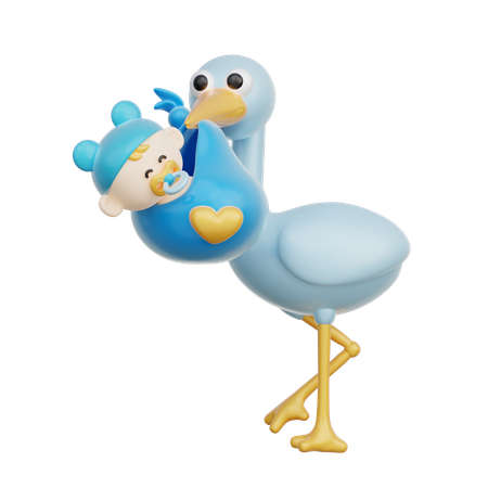 Oiseau portant bébé  3D Icon