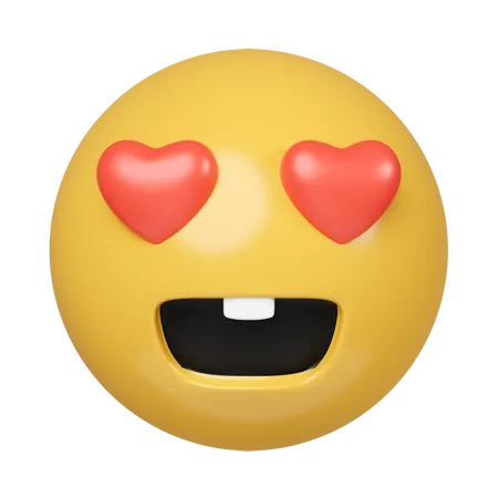 Emoji De Corazon 3 D Sonrisa Facial Para Chat De Amor Diseno De Mensajes Simbolo De Ojos De Humor Feliz Icono Aislado Sobre Fondo Gris Ilustracion De Representacion 3 D Trazado De Recorte 3D Icon