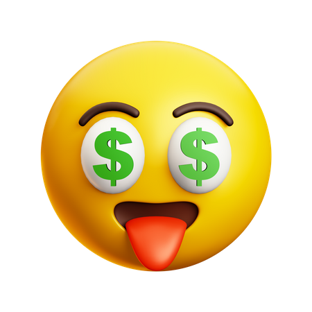 Ojo de dinero con lengua fuera  3D Icon