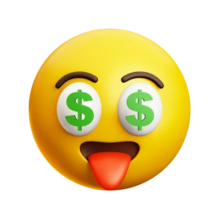 Ojo de dinero con lengua fuera  3D Icon