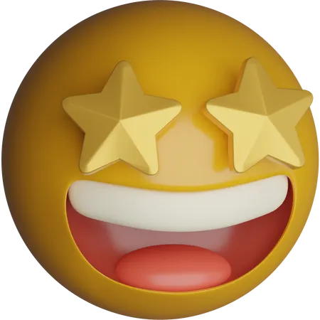 Ojos estrellados emocionados  3D Icon