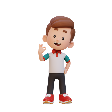 OKサインを出すかわいい男の子  3D Icon