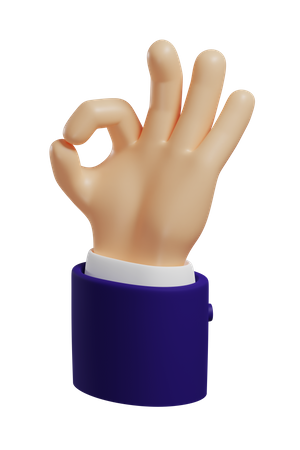 Ok Hand Gesture 3D Illustration