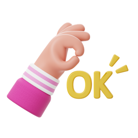 Ok Hand Gesture  3D Illustration