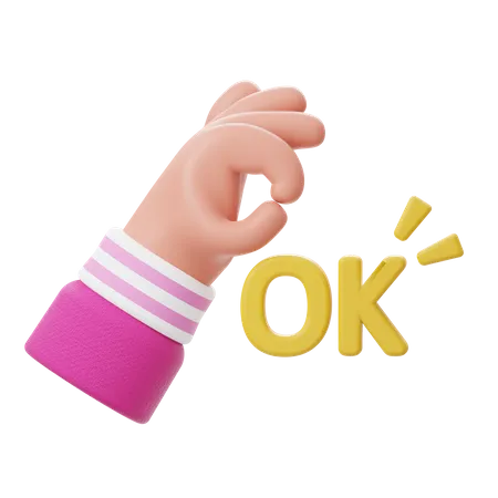 Ok Hand Gesture  3D Illustration