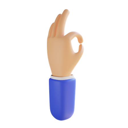 Ok Hand Gesture 3D Illustration
