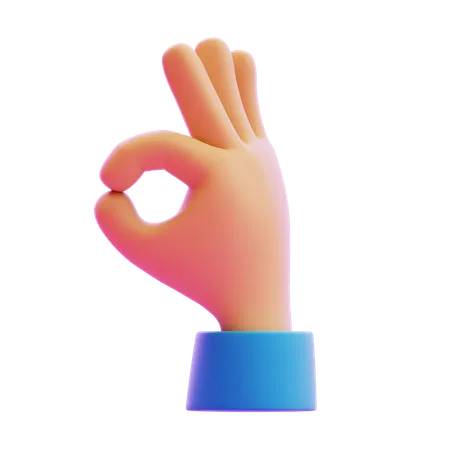 Ok Sign Hand Gesture  3D Icon