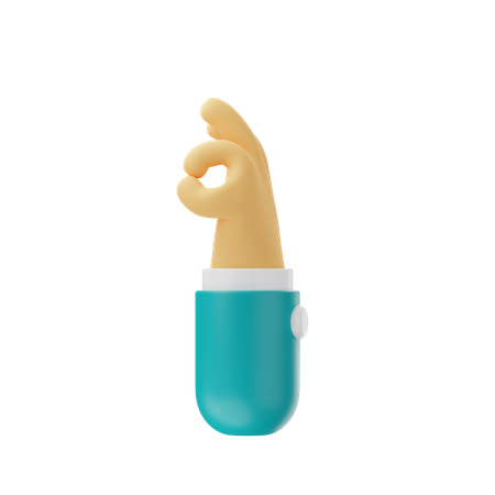 Ok Sign Hand Gesture  3D Icon