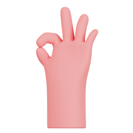 Okey Sign Hand Gesture  3D Icon