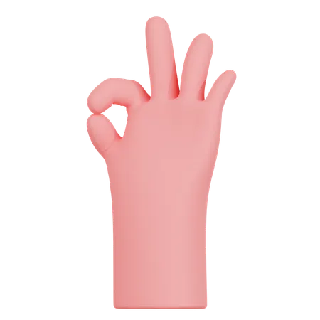 Okey Sign Hand Gesture  3D Icon