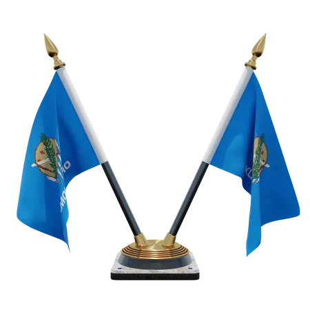 Doppelter Tischflaggenständer für Oklahoma  3D Flag