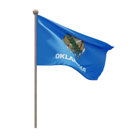 Oklahoma Flag Pole  3D Flag