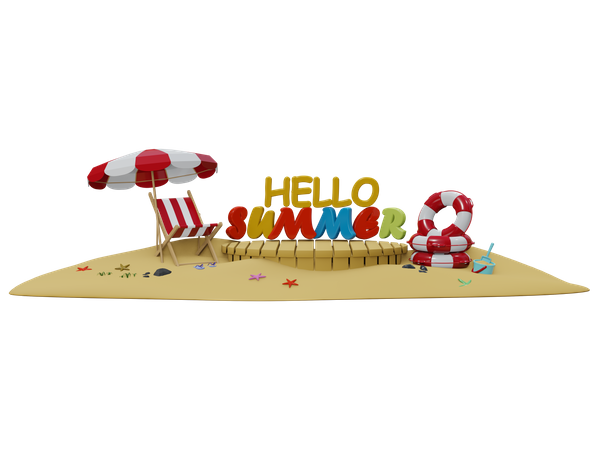 Olá Ilha do Verão  3D Illustration