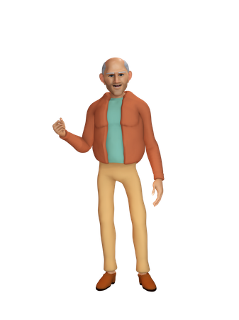 Old guy  3D Illustration