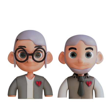 Old Love Couple  3D Icon