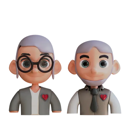 Old Love Couple  3D Icon