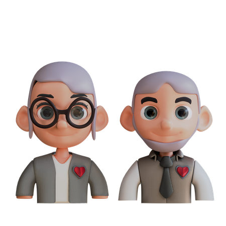 Old Love Couple 3D Icon