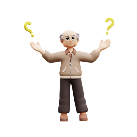 Old Man Asking Questions  3D Illustration