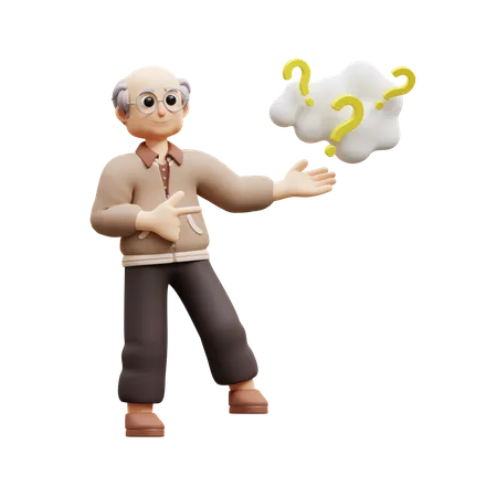 Old Man Asking Questions  3D Illustration