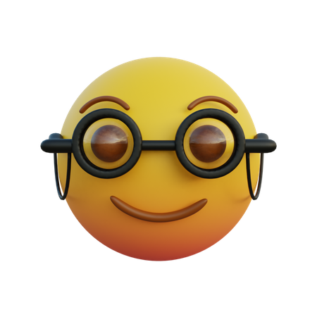 Old man emoticon wearing clear round glasses 3D Illustration