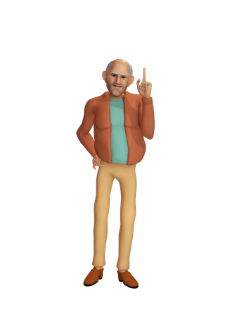 Old man with idea  3D Illustration