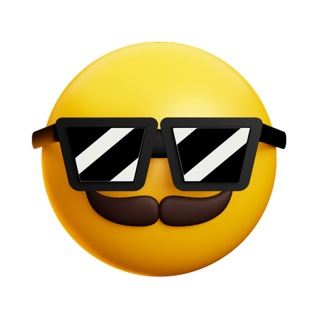 Old Man With Sunglasses And Moustache  3D Icon