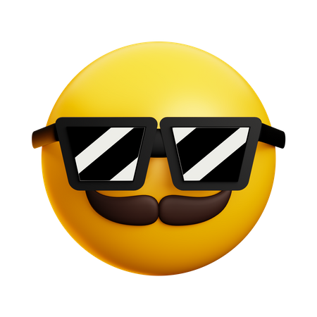 Old Man With Sunglasses And Moustache  3D Icon