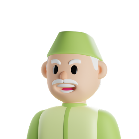Old Muslim Man  3D Icon
