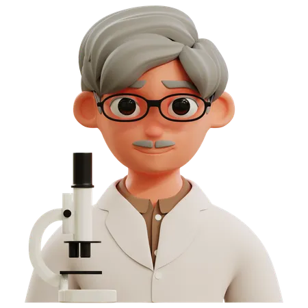 3 D Avatar Old Scientist 3D Icon