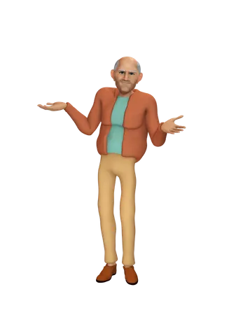 Old stylish man  3D Illustration
