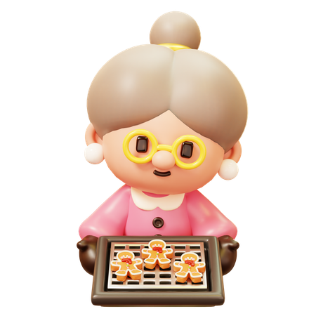 Old Woman Baking Gingerbread  3D Icon