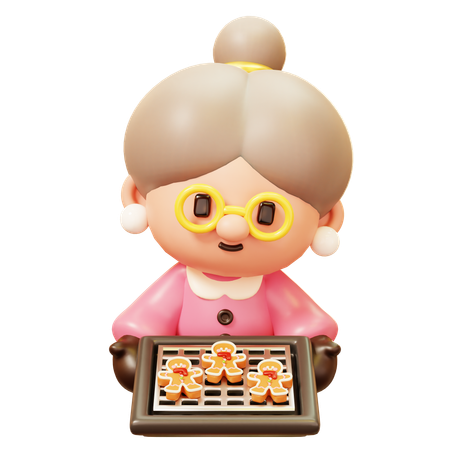 Old Woman Baking Gingerbread  3D Icon