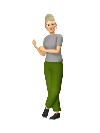 Old Woman taking care of fitness  3D Illustration