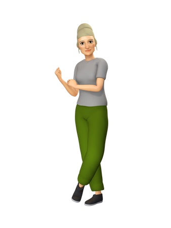 Old Woman taking care of fitness  3D Illustration