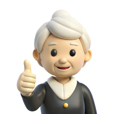 Old Woman Thumbs Up  3D Icon