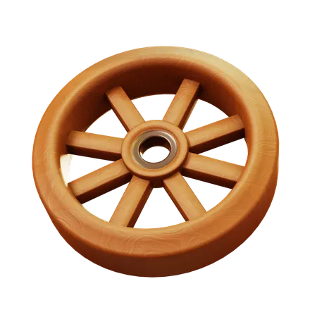 Old Wooden Wheel  3D Icon