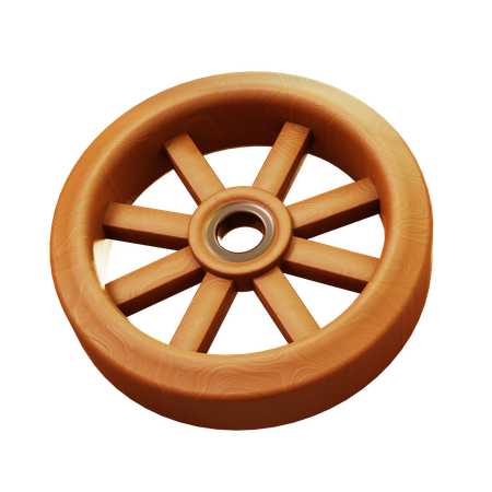 Old Wooden Wheel  3D Icon