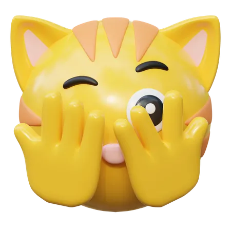 Espiando Olhos Rosto Expressao Gato Emoticon Adesivo Ilustracao De Icone 3 D 3D Icon