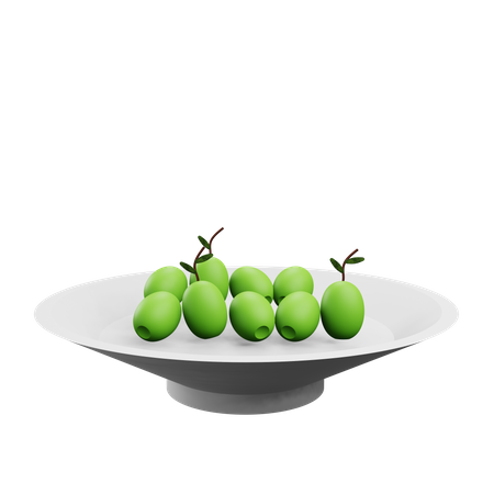 Olive Plate  3D Icon