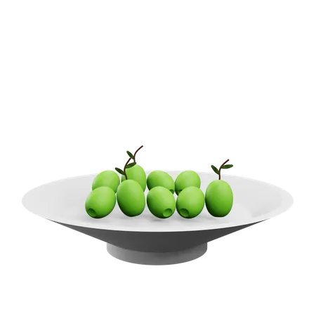 Olive Plate  3D Icon