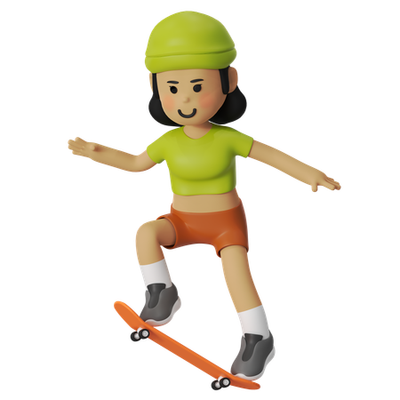 Ollie patinadora  3D Icon