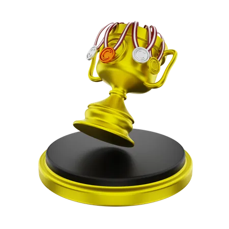 Olympic Trophy And Medals  3D Illustration