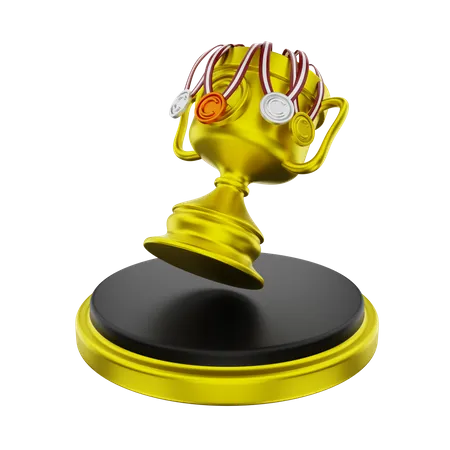 Olympic Trophy And Medals 3D Illustration