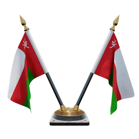 Oman-Doppel-Tischflaggenständer  3D Flag