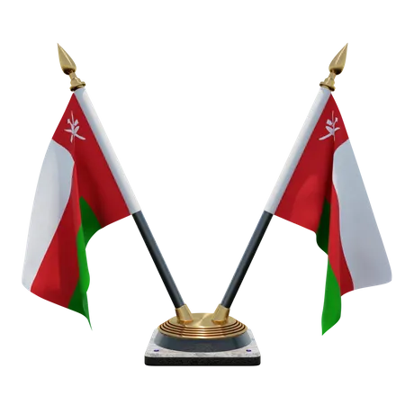Oman Double Desk Flag Stand  3D Flag