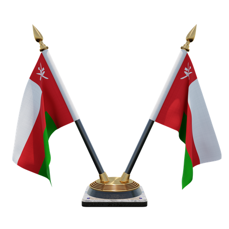 Oman Double (V) Desk Flag Stand  3D Icon