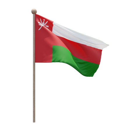 Oman Flag Pole  3D Flag