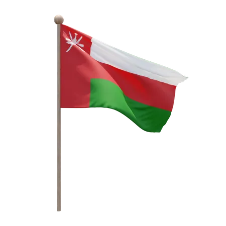 Oman Flag Pole  3D Illustration