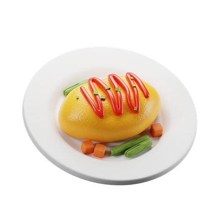 Omelete Omurice Comida Japonesa  3D Icon