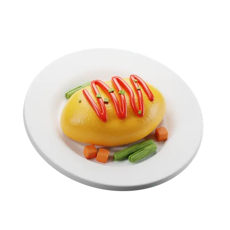 Omelett Omurice Japanisches Essen  3D Icon